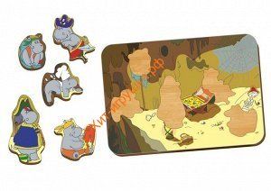 Wooden insert "Hippo pirates in the cave" 011803, 011803