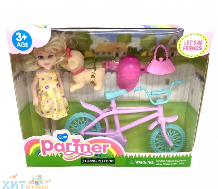 Doll on a bicycle with a puppy in the range TQ001F, TQ001F