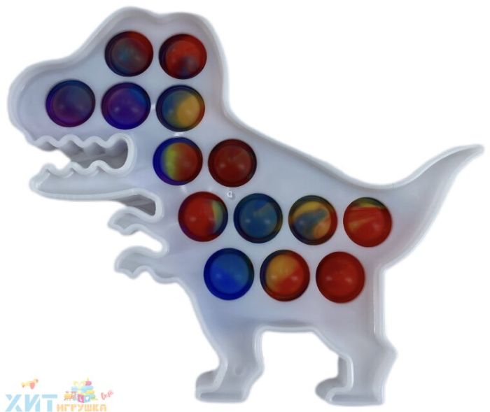 POP IT antistress Sensory toy DINOSAUR multicolored on a plastic substrate / Eternal bubble wrap