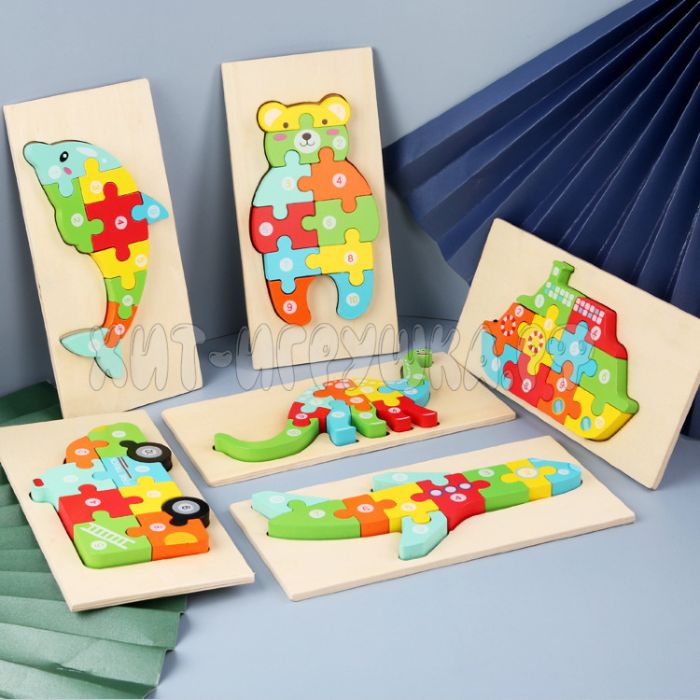 Wooden puzzle insert 21*10 cm in assortment 5588-61, 5588-61